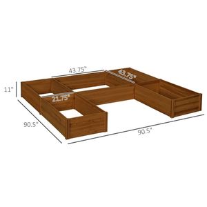 Ensemble de 5 grands bacs à plantes en bois brun pour jardin, 7,5x7,5x1 pied, pour légumes, fleurs et herbes d'extérieur - Product Image 6
