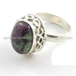 Bague en argent sterling 925 avec serti clos en zoïsite rubis, style bohème, faite à la main, avec pierre précieuse naturelle, bijou de guérison pour femme - Product Image 2
