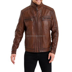 <b>Men's</b> High Quality Leather Bomber <b>Jacket</b> Motorcycle Rider Fashion Outerwear Custom Logo OEM ODM At Factory Price Manufacturer - Product Image 5