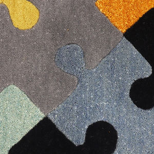 Tapis en laine tufté à la main, design abstrait coloré en forme de puzzle, tapis pour enfants pour salle de jeux, chambre d'enfant - Product Image 5