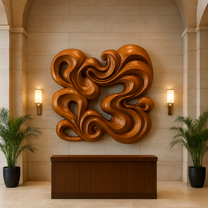 Escultura de Pared de Madera Hecha a Mano, Estilo Art Deco Único, Tallada, Decoración de Aniversario, Arte para Colgar en la Pared, para el Hogar, Diwali y Festividades - Product Image 6