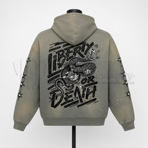 Men's <b>Vintage</b> Washed Rhinestone Zip Up Hoodie <b>Oversized</b> Heavyweight Streetwear Distressed Full Zip Hooded <b>Sweatshirt</b> - Product Image 2