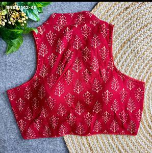 Premium Quality Latest Designer Ajrakh Cotton with Printed Design <b>Readymade</b> Collar-<b>Blouse</b> Collection Manufacturer from Surat - Product Image 5