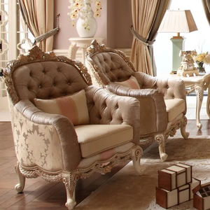 Juego de Sofás Cuadrados Franceses de Madera de Caoba Sólida para Sala de Estar, Tallados a Mano, Tapizados, Muebles de Lujo Hechos en Indonesia - Product Image 4