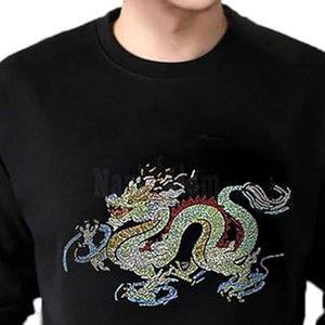 Sudaderas con Pedrería para Hombre, Estilo Casual, Decoración Brillante, Ropa Urbana, Corte Holgado, Manga Larga, Duraderas, para Uso Diario - Product Image 4