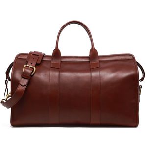 Unisex Leather Weekender Duffle Bag Zipper Closure Large Capacity Travel Bag Black <b>Soft</b> Handle - Product Image 4