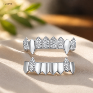 Grillz de Diamantes Moissanite Personalizados de Excelente Calidad, Cubiertas Dentales de Plata 925 con Diamantes Redondos Incrustados - Product Image 3