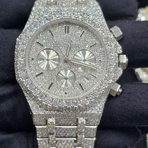 Reloj de Pulsera de Acero Inoxidable con Diamantes Moissanite VVS, Estilo Hip Hop para Hombre, Resistente al Agua 10 Bar - Product Image 1