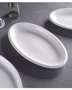 All-size Oval Ceramic 6-Piece Dinnerware <b>Set</b> White Minimalist Design Smooth Glossy Underglaze <b>Microwave</b> Dishwasher Oven Safe - Product Image 5