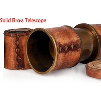 Telescopio pirata de Spyglass de decoración antigua con estuche de cuero Telescopio monocular de latón de mano para entusiastas de la aventura náutico