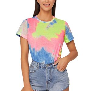 T-shirt Femme Tie-Dye Col Rond Manches Courtes Coupe Classique Décontracté 100% Coton Jersey Respirant Printemps-Été 2026 - Product Image 1