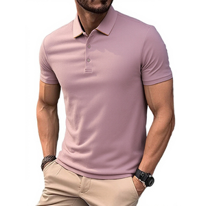 Polo de punto transpirable para hombre, talla grande, con diseño liso, logotipo personalizable, estilo casual estampado - Product Image 1