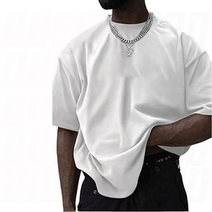 Camiseta Oversize para Hombre con Estampado de Letras, Manga Corta, Hombros Caídos, Cuello Redondo, Estilo Casual Urbano, Ajuste Holgado, Algodón, Moda de Verano - Product Image 1