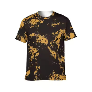 Black And <b>Gold</b> Abstract Print Short Sleeve T-<b>Shirt</b> O-Neck Regular Fit Casual T-<b>shirts</b> Tie Dye Custom Printed T-<b>shirts</b> - Product Image 2