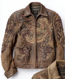 Veste en cuir et fourrure de luxe de haute qualité pour hommes - Product Image 2