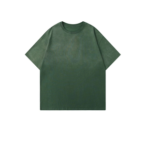 เสื้อยืดผู้ชายคอตตอน 100% ทรงโอเวอร์ไซส์ แห้งเร็ว สวมใส่สบาย แบบเรียบ  รับสกรีนโลโก้แบรนด์ของคุณเอง สีซีดจาง - Product Image 1