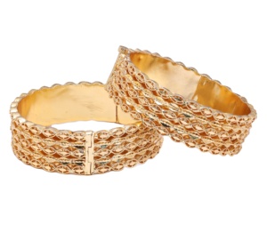 กำไลข้อมือเคลือบทอง Kada, กำไลแฟชั่น, ทองแดงและทองเหลือง, กำไลทองที่กำหนดเองแบบดั้งเดิม, เครื่องประดับที่เต็มไปด้วยทองคำ Oro joyeria - Product Image 1