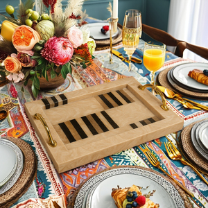 Plateau Ottoman en rotin nacré pour petit-déjeuner Nouveau design durable - Product Image 3