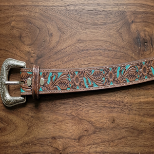 Cinturón de Cuero Genuino de Marca Famosa con Grabado Floral Estilo Western para Hombre y Mujer - Product Image 6