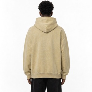 Sweat-shirt à capuche surdimensionné beige personnalisé pour homme, avec fermeture éclair, imprimé graphique vintage, style streetwear décontracté - Product Image 3