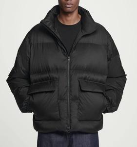 High Quality <b>Men</b> Puffer Jackets Warm Winter Coat OEM Bulk Stand Collar Fashion Outerwear Front Pocket Quality Zip Jackets - Product Image 5
