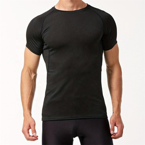 Men's Black Short Sleeve <b>Compression</b> <b>Shirt</b> Quick Dry Polyester Rash Guard for Gym Fitness Training - Product Image 6