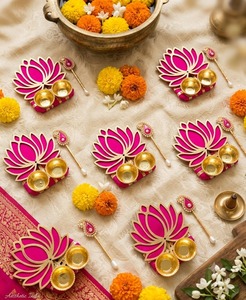 Indian Lotus Diya Hanging Garland Wedding Party Favor Artificial Flower String Thank You Gift Bag Diwali Puja Return <b>New</b> <b>Year</b> - Product Image 3
