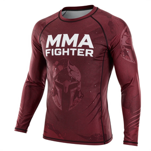 เสื้อรัดกล้ามเนื้อแขนยาวสำหรับนักกีฬา MMA ผู้ชาย ลายพิมพ์แบบ Sublimation แห้งเร็ว เหมาะสำหรับออกกำลังกาย - Product Image 1