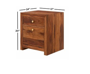 Table de chevet en bois massif avec tiroirs |   Table de chevet en bois de qualité supérieure à 2 tiroirs pour la maison et l'hôtel |   Artisanat Pindel Jodhpur - Product Image 5