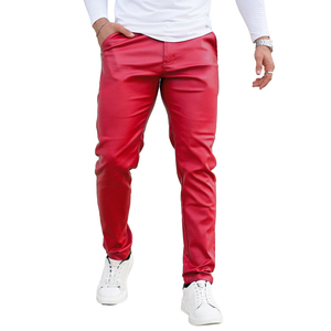 Men's Slim Fit Leather <b>Trousers</b> PU Leather Casual Pants Fashion Streetwear Bottoms Durable Construction Comfortable Waist - Product Image 1