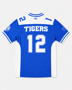 Camiseta de Fútbol TSU para Hombre, Azul y Blanca, Número 12, Cuello en V, Manga Corta, Absorbe la Humedad, Transpirable, Impresión por Transferencia de Calor, Nombre del Equipo Personalizado - Product Image 2