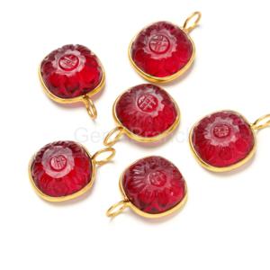 Colgante de plata de ley con baño de oro vermeil, con flor tallada de granate y cuarzo, joyería de cristal curativo para ella, a la moda. - Product Image 1