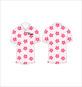 เสื้อโปโลพิมพ์ลายดอกไม้สีชมพูสำหรับผู้ชาย แขนสั้น สวมใส่สบาย เหมาะสำหรับฤดูร้อน เล่นกอล์ฟ น้ำหนักเบา มีปก แฟชั่น - Product Image 1