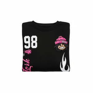 Conjunto de Chándal para Hombre, Negro con Estampado de Llamas, Lavado Ácido, 100% Algodón, Manga Larga, con Capucha, Ajuste Holgado, Estilo Urbano, Diseño de Dibujos Animados, con Cordón Ajustable - Product Image 6