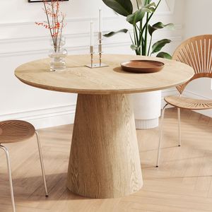 Tavolo da Pranzo Circolare Moderno Minimalista da 43 Pollici in Legno Naturale Colorato - Product Image 4