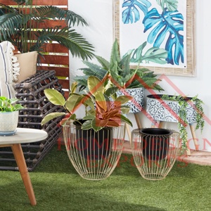 Pots de fleurs modernes avec supports dorés Décoration de jardin en fil métallique Jardinière en métal avec supports pour décorations de mariage Meilleure vente - Product Image 3