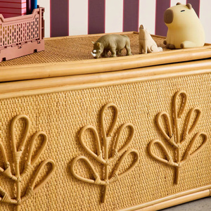 Coffre de rangement en rotin inspiré de Montessori, fait main, tressé, pour chambre d'enfant, organisateur de meubles, design rustique tressé avec poignée - Product Image 5