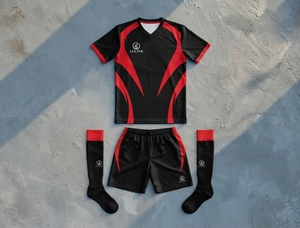 Tenue de sport pour adultes, uniforme de football, ensemble d'entraînement professionnel, maillot et short athlétiques respirants à séchage rapide, ensemble actif 100% - Product Image 1