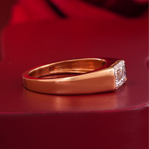 14K Rose Gold Men's <b>Ring</b> 2.11 CT <b>Emerald</b> Cut Lab Grown Diamond VVS-VS DEF Solitaire Wedding Band Bezel Setting IGI Certificate - Product Image 3