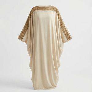 Abaya Maxi Noire Élégante Personnalisée en Gros pour Femmes Musulmanes en Chiffon – Robe Longue Décontractée Grande Taille pour Dames - Product Image 1