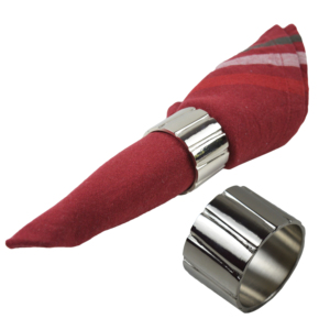 Nouveautés : Anneaux de serviette décoratifs en métal, design artistique, argent brillant poli, pour événements, fêtes et traiteurs - Product Image 1
