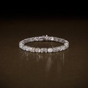 Oval And Emerald 925 <b>Silver</b> VVS Moissanite Diamond <b>Bracelet</b> With <b>Solid</b> <b>Silver</b> Fine Fashion <b>Bracelet</b> For Womens - Product Image 1