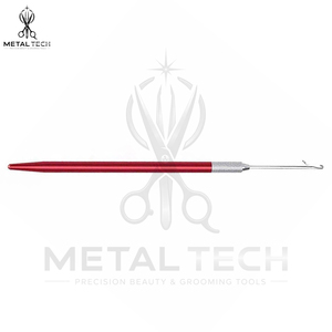 Slim Red Handle Micro Ring Hair Extension <b>Threader</b> Latch Hook <b>Needle</b> Holder Tool Set For Salon Weaving Fitting Hardware - Product Image 4