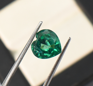 Zambian Emerald Heart Cut Vivid Green Lab Created Emerald Loose Gemstone with Visible Inclusions All Calibrated Sizes - Product Image 6