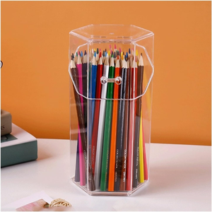 Clear Acrylic Pen Holder Acrylic Desktop Drawer Organizer Student Pen Holder & Stationery Acrylic Pen Holder - Product Image 4