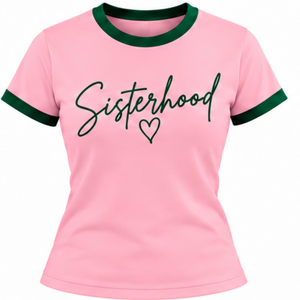   เสื้อยืดลำลองผู้หญิงสีชมพูพิมพ์ลายตัวอักษร คอกลม แขนสั้น สวมใส่สบาย แรงบันดาลใจจากกลุ่มเพื่อนร่วมงาน - Product Image 1