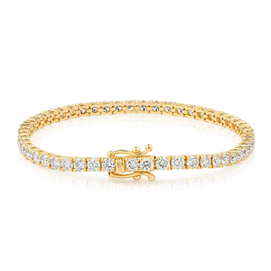 เพชรเลี้ยงในห้องปฏิบัติการ รับรองโดย IGI สร้อยข้อมือเทนนิสทอง 14K ประดับเพชรแบบ Pave Setting ชุบโรเดียม หรูหรา น้ำหนักกะรัตสูง ของขวัญสำหรับงานหมั้น - Product Image 5