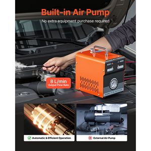 Testeur de diagnostic de fuite par fumée pour véhicules électriques 12V DC avec double moniteur et manomètre de pression d'air - Product Image 6