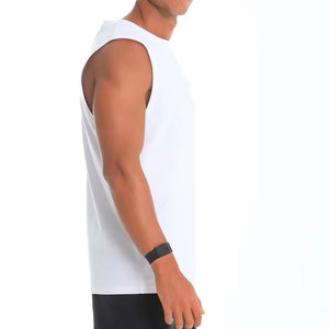 Débardeur sans manches blanc pour homme Econex Sports, col rond, tricoté, 100 % polyester, respirant, couleur unie, style sportif décontracté - Product Image 2