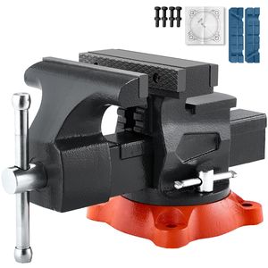 Morsa da banco multiuso con apertura ganasce da 5,5 pollici, base girevole a 360 gradi con blocco, profondità gola 2,8 pollici, apertura massima ganasce 5,5 pollici - Product Image 1